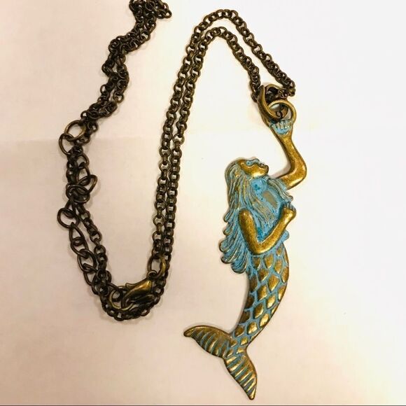 MERMAID CHARM NECKLACE Nautical Beach Jewelry - Picture 1 of 8